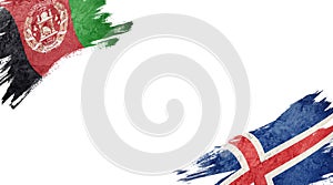 Flags of Afghanistan and Iceland on white background