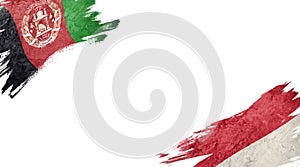 Flags of Afghanistan and Monaco on white background