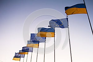 Flags against the sky