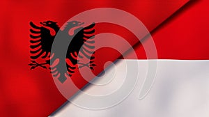 The flags of Albania and Monaco. News, reportage, business background. 3d illustration