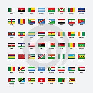 Flags of all African countries list vector illustration