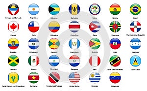 Flags of all countries of the American continents