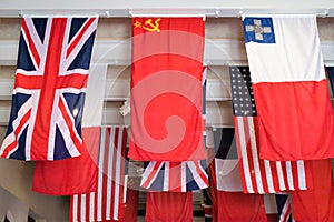 Flags of the allies of the anti-Hitler coalition in the military museum of Malta.