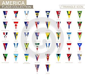 Flags of America, all American flags. Triangle icon