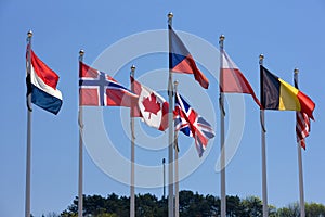 flags, Arromanches, Normandy, France