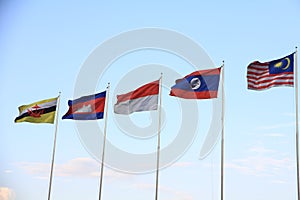 Flags of the ASEAN Countries Displayed in Ho Chi Minh City, Vietnam