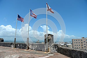 Flags Atop Castillo San Cristobal