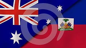 The flags of Australia and Haiti. News, reportage, business background. 3d illustration