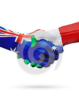Flags Australia, Italy countries, partnership friendship, national sports team