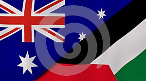 The flags of Australia and Palestine. News, reportage, business background. 3d illustration