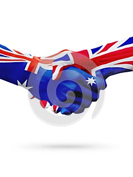 Flags Australia, United Kingdom countries, partnership friendship, national sports team