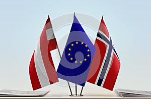 Flags of Austria European Union and Norway