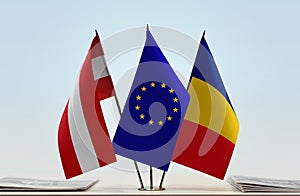 Flags of Austria European Union and Romania