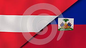 The flags of Austria and Haiti. News, reportage, business background. 3d illustration