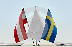 Flags of Austria and Sweden