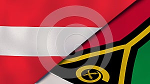 The flags of Austria and Vanuatu. News, reportage, business background. 3d illustration