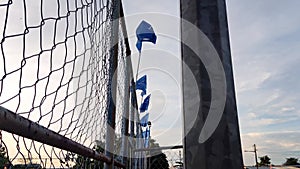 Flags of Barisan Nasional political party that will participate in Malaysia's 15th General Election in Teluk Intan.