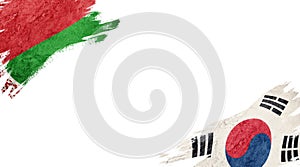 Flags of Belarus and South Korea on white background