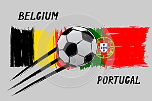 Flags of Belgium And Portugal - Icon for euro football championship qualify - Grunge