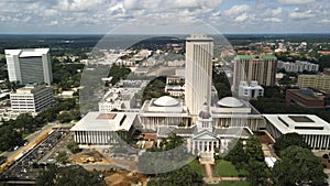 Flags Blow Atop The Capital Dome in Tallahassee Florida
