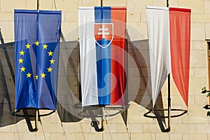 Flags in Bratislava, Slovakia