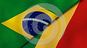 The flags of Brazil and Congo. News, reportage, business background. 3d illustration photo