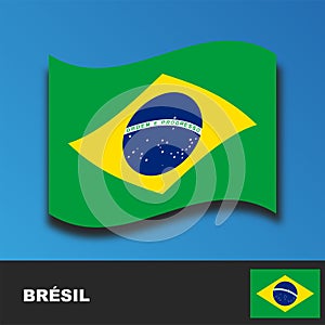 Flags of Brazil distorted by the wind
