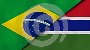 The flags of Brazil and Gambia. News, reportage, business background. 3d illustration photo