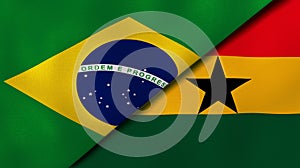 The flags of Brazil and Ghana. News, reportage, business background. 3d illustration