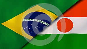 The flags of Brazil and Niger. News, reportage, business background. 3d illustration photo