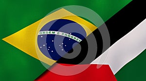 The flags of Brazil and Palestine. News, reportage, business background. 3d illustration