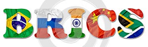 Flags of BRICS countries on white