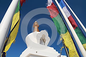Flags and Buddhist temple