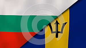 The flags of Bulgaria and Barbados. News, reportage, business background. 3d illustration