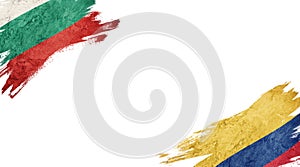 Flags of Bulgaria and Colombia on white background