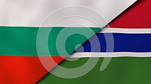 The flags of Bulgaria and Gambia. News, reportage, business background. 3d illustration