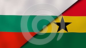 The flags of Bulgaria and Ghana. News, reportage, business background. 3d illustration