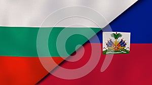 The flags of Bulgaria and Haiti. News, reportage, business background. 3d illustration