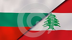 The flags of Bulgaria and Lebanon. News, reportage, business background. 3d illustration