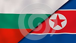 The flags of Bulgaria and North Korea. News, reportage, business background. 3d illustration