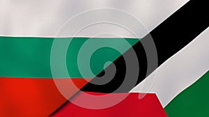 The flags of Bulgaria and Palestine. News, reportage, business background. 3d illustration