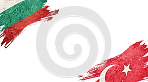 Flags of Bulgaria and Turkey on white background