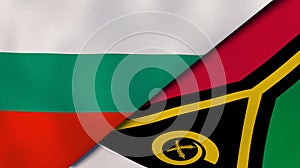 The flags of Bulgaria and Vanuatu. News, reportage, business background. 3d illustration