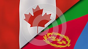 The flags of Canada and Eritrea. News, reportage, business background. 3d illustration