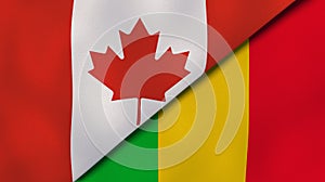 The flags of Canada and Mali. News, reportage, business background. 3d illustration