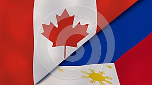 The flags of Canada and Philippines. News, reportage, business background. 3d illustration