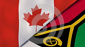 The flags of Canada and Vanuatu. News, reportage, business background. 3d illustration