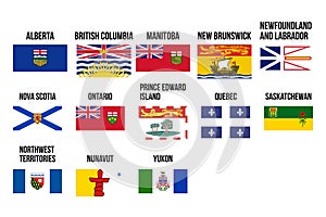 Flags of Canadians provinces and territories. Vector illustration