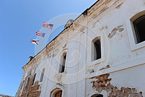 Flags at Castillo San Cristobal in Puerto Rico