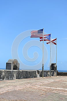 Flags at Castillo San Cristobal